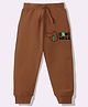 KAVEE Pure Cotton Knit Biowashed Full Length Crocodile Printed Lounge Pants -  Brown