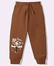 KAVEE Pure Cotton Knit Biowashed Full Length Dogs Printed Lounge Pants - Brown