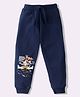 KAVEE Pure Cotton Knit Biowashed Full Length Dogs Printed Lounge Pants - Navy Blue