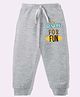 KAVEE Pure Cotton Knit Biowashed Full Length Run For Fun Text Printed Lounge Pants - Grey