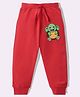 KAVEE Pure Cotton Knit Animal  Printed Biowashed Lounge Pants - Red