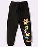 KAVEE Pure Cotton Knit Cartoons Printed Biowashed Lounge Pants - Black