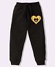 KAVEE Pure Cotton Knit Heart  Printed Biowashed Lounge Pants - Black