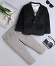 Fourfolds Velvet Woven Full Sleeves Textured Blazer With Hope Text Printed Tee & Pant Set - Black