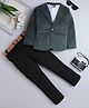 Fourfolds Velvet Woven Full Sleeves Textured Blazer With Hope Text Printed Tee & Pant Set - Grey