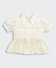 Tiny Girl 100% Cotton Woven Half Puffed Sleeves Lace Detailed Peplum Top - Cream