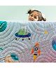 ZOOKEEPER Baby Quilt | Soft & Cozy Cotton Quilt | Space Theme | Reversible Blanket for Babies & Toddlers