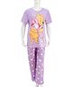 Bella Mama Disney Cotton Knit Drop Shoulder Half Sleeve Night Suit with Winnie The Pooh Graphics - Purple