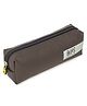 QIPS Rectangular PU-coated Zip Closure Pencil Bag - Dark Brown