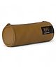 QIPS Cylindrical PU-coated Zip Closure Pencil Bag - Golden Brown