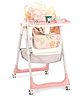 Babyhug Pineapple 4 in 1 multifunctional Baby Highchair with Adjustable Backrest - Pink| Adjustable Footrest & Seat Height| Compact Fold|Smooth Swivel Wheels|Removable Double Food Tray| Safety Harness