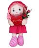Tickles Love Baby Doll with Red Rose Soft Stuffed Plush Toy for Kids Boys & Girls Wife Valentine's Day (Color: Pink & Red Size: 35 cm)