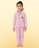 TIPPY TOP Pure Cotton Woven Full Sleeves Gingham Checked & Dragonfly Patch Detailed Coordinating Night  Suit Set - Pink