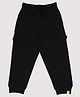 Kiddopanti Cotton Knit Solid Cargo Joggers  - Black