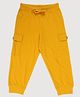 Kiddopanti Cotton Knit Solid Cargo Joggers - Mustard Yellow