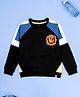 Kiddopanti Fleece Knit Raglan Sleeves Colour Blocked Smile Text Printed Light Winter Sweatshirt - Black