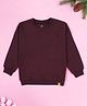 Kiddopanti Cotton Fleece Knit Full Sleeves Solid Light Winter Sweatshirt - Wine