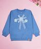 Kiddopanti Cotton Fleece Knit Full Sleeves Flower & Sequin  Embellished Sweatshirt - Dust Blue