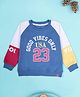 Kiddopanti Fleece Knit Raglan Sleeves Colour Blocked & Good Vibes Only Text Printed Light Winter Sweatshirt - Dust Blue Fushia Pink & Pop Yellow
