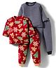 Kidi Wav Pack Of 2 Full Sleeves Reindeer Printed Coordinating Tee & Jogger Set - Multi Colour
