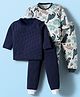 Kidi Wav Cotton Knit Pack Of 2   Full Sleeves Dinosaur & Polka Dots Printed Tee & Jogger Set - Multi Colour