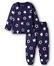 Kookie Kids Single Jersey Knit Full Sleeves Co-ords Night Suit With Star Print - Navy Blue