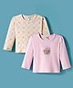ToffyHouse Interlock Knit Full Sleeves Top With Bear Print Pack of 2 - Pink & Peach