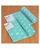 R for Rabbit Waterproof Quick Dry Sheet for Baby | Anti-Piling Fleece Breatheable Fabric Extra Absorbent Instant Dry Baby Bed/Cot Protector Mat (Size-M,Green-Blue,Pack of 2 Combo)
