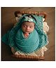 Babymoon Stretchable Swaddle Wrap with Headband Baby Photo Prop Set of 2-Blue