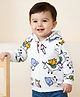 Babyoye Cotton Knit Full Sleeves Hooded Sweatjacket with Unicorn Print - White