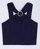 Taffykids Knit Halter Neck Buckle Detailed Crop Top - Navy Blue