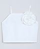 Taffykids Woven Sleeveless Rose Applique Detailed Crop Top - Off White