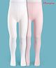 Honeyhap Premium Cotton Knit With Bio Finish Anti-Microbial Solid Color Tights Pack Of 2 - White & Pink