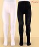 Honeyhap Premium Cotton Knit Bio Finish Footed Tights Pack of 2 - Black & Bright White