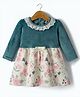 ToffyHouse Knit Full Sleeves Fleece Frock With Floral Print - Green