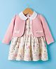 ToffyHouse Knit Full Sleeves Frock With Floral Print - Peach