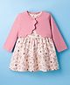 ToffyHouse Interlock Knit Full Sleeves Floral Printed Frock with Shrug - Pink