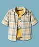 Dapper Dudes Full Sleeves Checked Shirt With Lion Printed Tee - Yellow