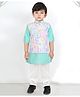 BAD BOYS Blended Woven Full Sleeves Solid Kurta Pyjama With Abstract Embroidered Jacket Set - Green