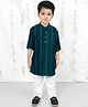 BAD BOYS Cotton Rayon Woven Full Sleeves Striped Embroidered Kurta Pyjama Set - Green