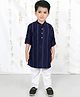 BAD BOYS Cotton Rayon Woven Full Sleeves Striped Embroidered Kurta Pyjama Set - Navy Blue