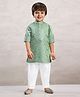 BAD BOYS Cotton Rayon Woven Full Sleeves Mirror Work Embroidered Kurta Pyjama Set - Green