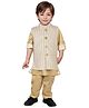 BAD BOYS Cotton Blend Woven Full Sleeves Solid Kurta   Pyjama Set With Abstract Printed  Jacket - Mustard