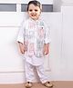 BAD BOYS Cotton Blend Woven Full Sleeves Solid Kurta Pyjama With Abstract Printed Jacket Set - White