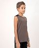 Technosport Knit Sleeveless Colour Blocked Breathable & Quick Dry Sports Tee - Brown