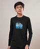 Technosport Knit Full Sleeves Swimming Winner Text Printed Breathable & Quick Dry Sports Tee - Black