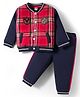 ToffyHouse Fleece Knit Full Sleeves Winter Wear Suit with Kangaroo Pocket - Navy Blue