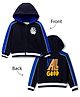 Arias Cotton Knit Full Sleeves Front Zipper Open Hooded Sweatshirt With Its All Good Text Print - Navy Blue