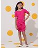 Cherry & Jerry Knit Half Sleeves Solid Ruched Dress - Magenta
