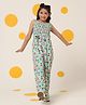 Cherry & Jerry Seersucker Woven Sleeveless Floral Printed  Jumpsuit - Turquoise